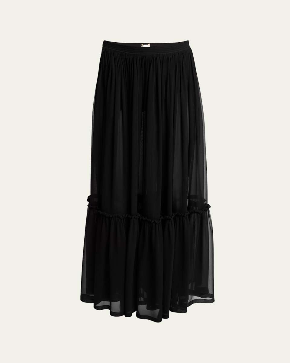 Tiered Sheer Maxi Skirt